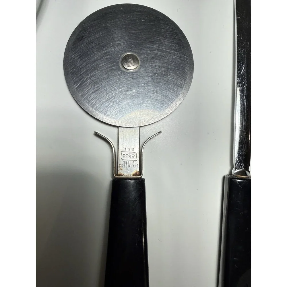 Vintage Ekco Stainless Kitchen Tool Lot 4 Grater Masher Pizza Slotted Turner USA